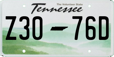 TN license plate Z3076D