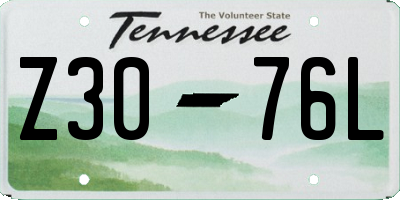 TN license plate Z3076L