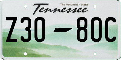 TN license plate Z3080C