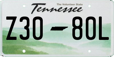 TN license plate Z3080L