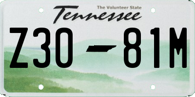 TN license plate Z3081M