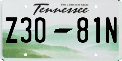 TN license plate Z3081N