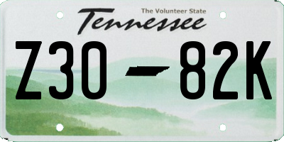 TN license plate Z3082K