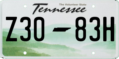 TN license plate Z3083H