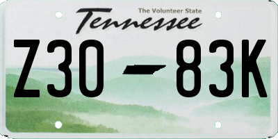 TN license plate Z3083K