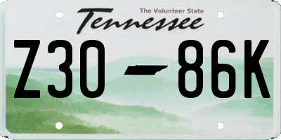 TN license plate Z3086K