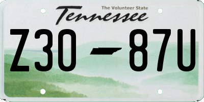 TN license plate Z3087U