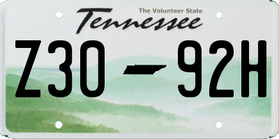 TN license plate Z3092H