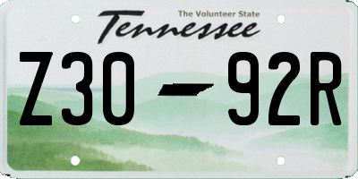 TN license plate Z3092R