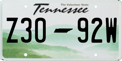 TN license plate Z3092W