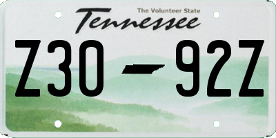 TN license plate Z3092Z