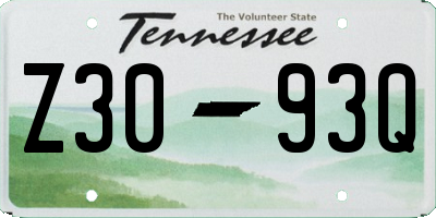 TN license plate Z3093Q