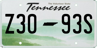 TN license plate Z3093S