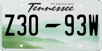 TN license plate Z3093W