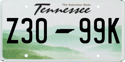 TN license plate Z3099K