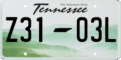 TN license plate Z3103L