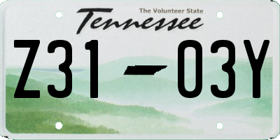 TN license plate Z3103Y
