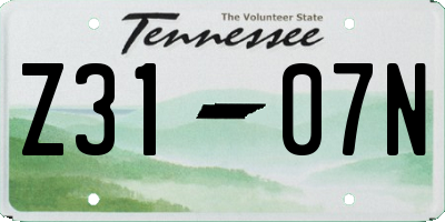 TN license plate Z3107N
