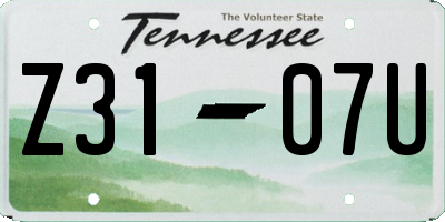 TN license plate Z3107U