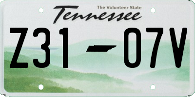 TN license plate Z3107V
