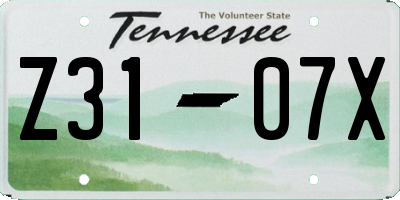 TN license plate Z3107X