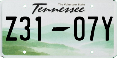 TN license plate Z3107Y