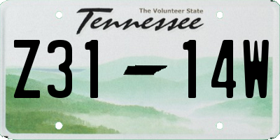 TN license plate Z3114W