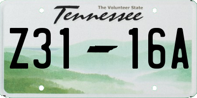 TN license plate Z3116A