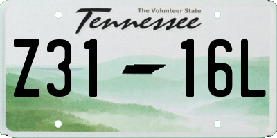 TN license plate Z3116L