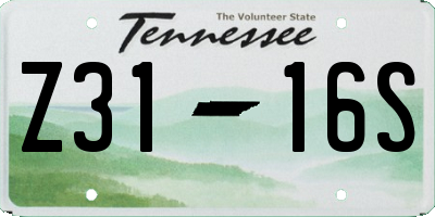 TN license plate Z3116S