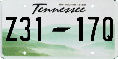 TN license plate Z3117Q