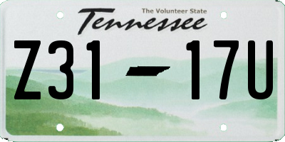 TN license plate Z3117U