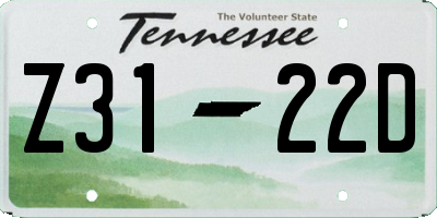 TN license plate Z3122D