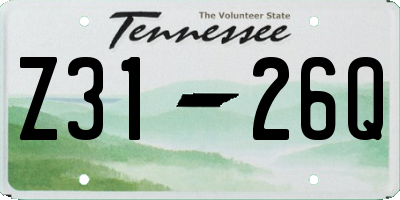 TN license plate Z3126Q