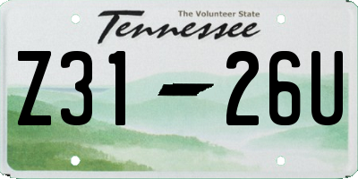 TN license plate Z3126U