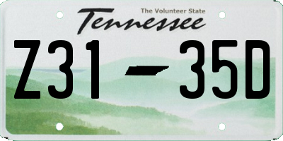 TN license plate Z3135D