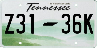 TN license plate Z3136K