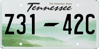 TN license plate Z3142C