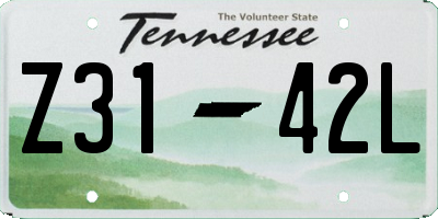 TN license plate Z3142L