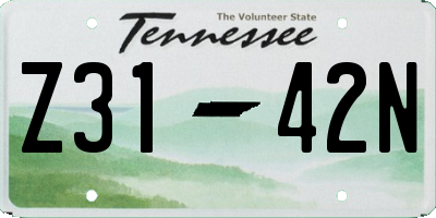 TN license plate Z3142N