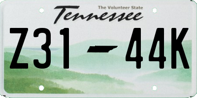 TN license plate Z3144K