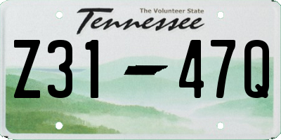 TN license plate Z3147Q