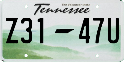 TN license plate Z3147U