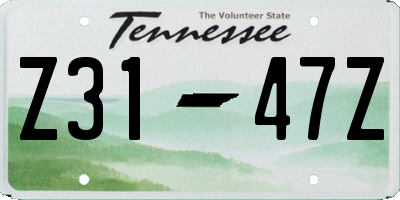 TN license plate Z3147Z