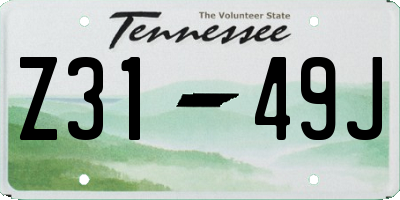 TN license plate Z3149J