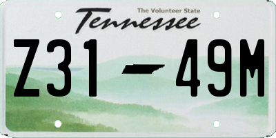 TN license plate Z3149M