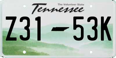 TN license plate Z3153K
