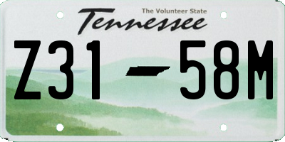 TN license plate Z3158M