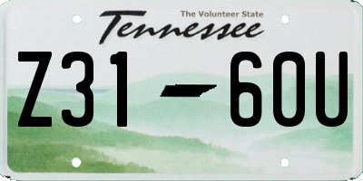 TN license plate Z3160U
