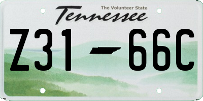 TN license plate Z3166C